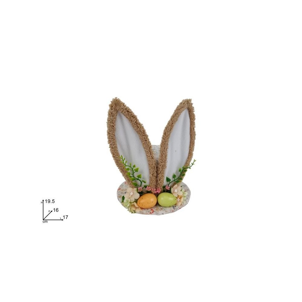 DECORAZIONE CAPPELLO CON ORECCHIE CONIGLIO 19.5CM